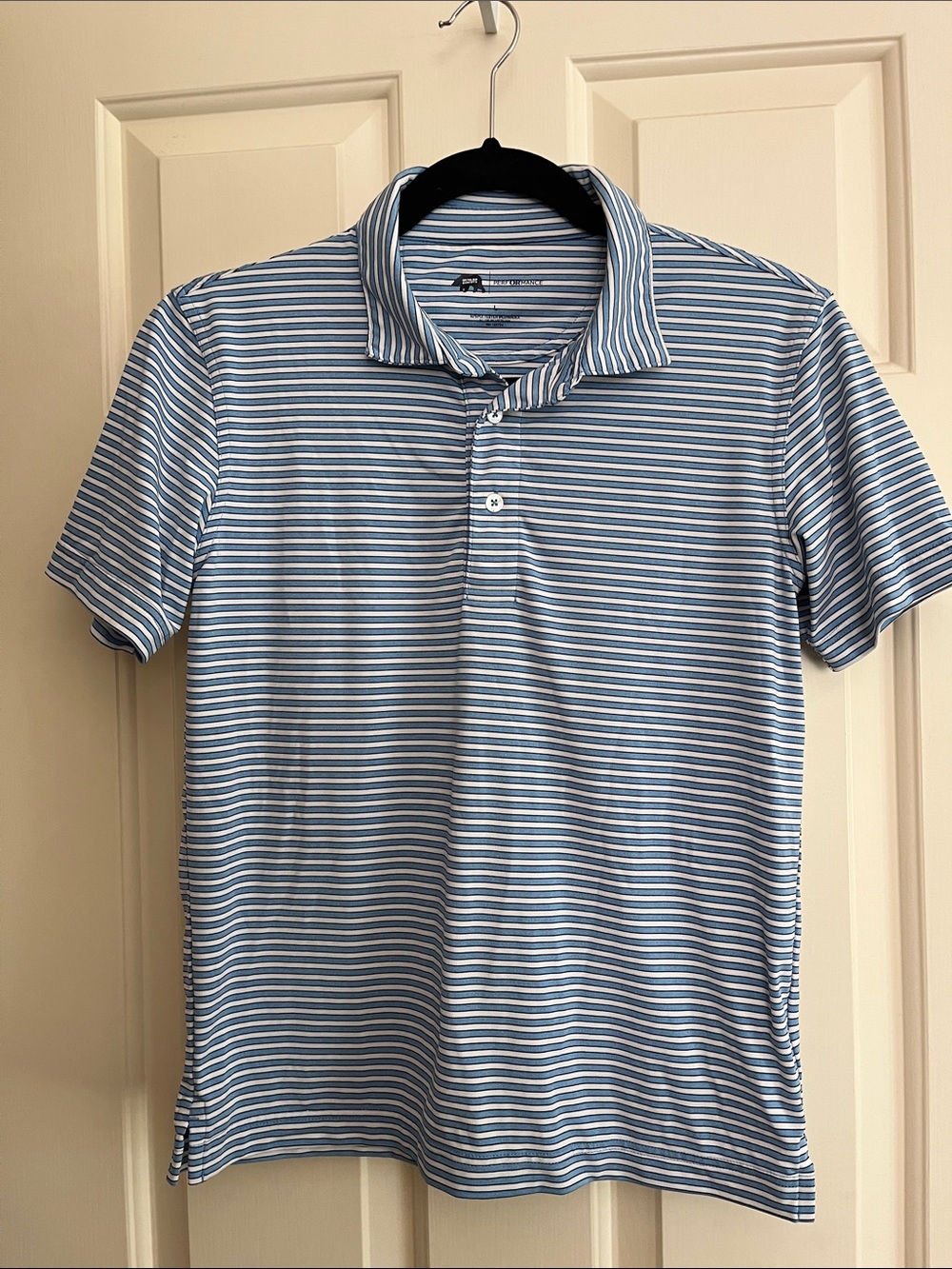 Onward Reserve Boy’s Blue and White Striped Performance Polo Shirt size L